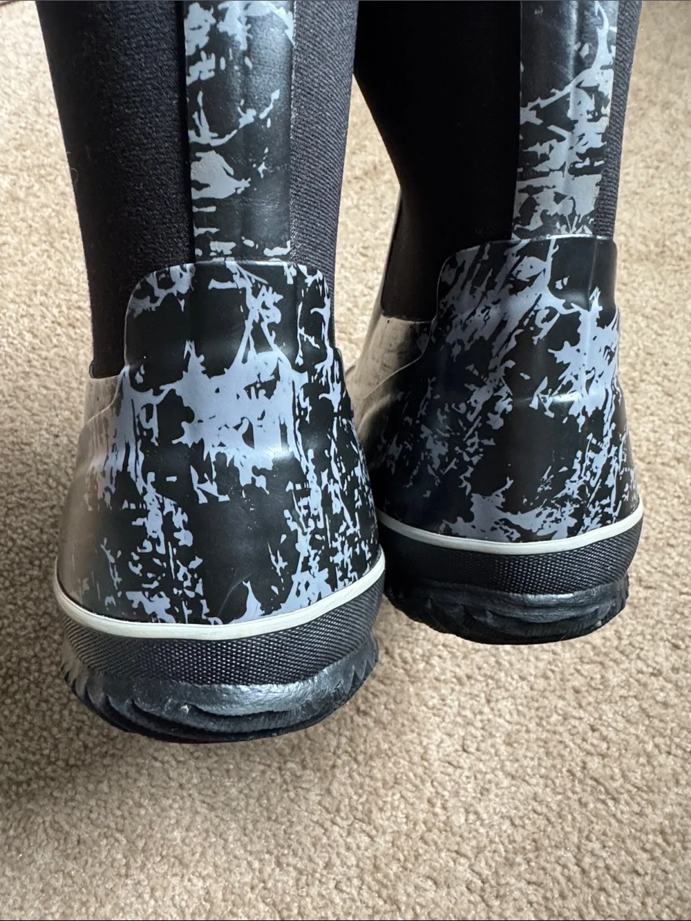 Black and Gray Marble Kids Rain Boots similar to Bogs